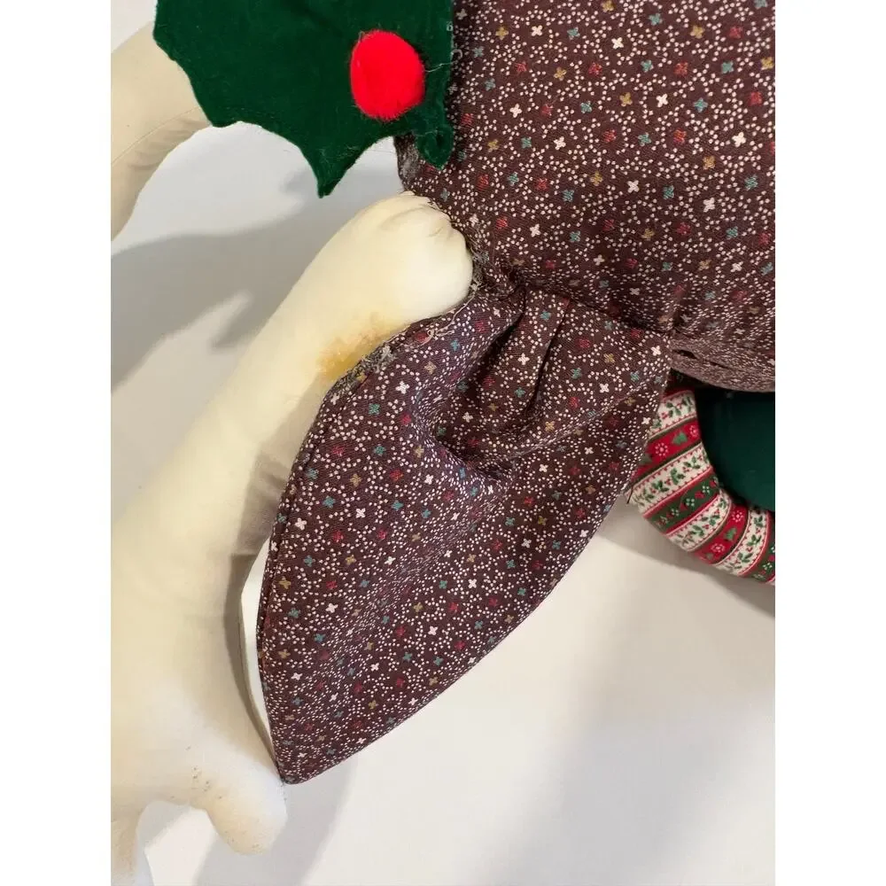 Vintage Patchwork Fabric Reindeer Rudolph Christmas Wreath